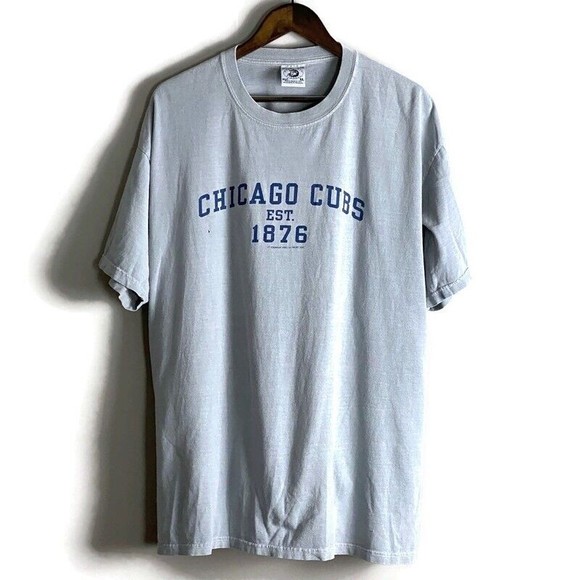 Authentic Pigment Other - VINTAGE CHICAGO CUBS Mens Light Blue Graphic Short Sleeve T Shirt Size XL 02 MLB